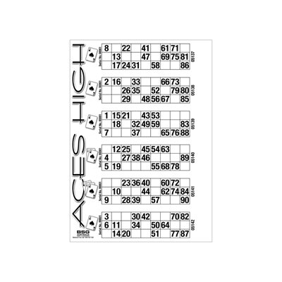 THEMED BINGO SINGE TICKETS BLACK INK ON COLOURED PAPER (LOOSE) | ACES HIGH